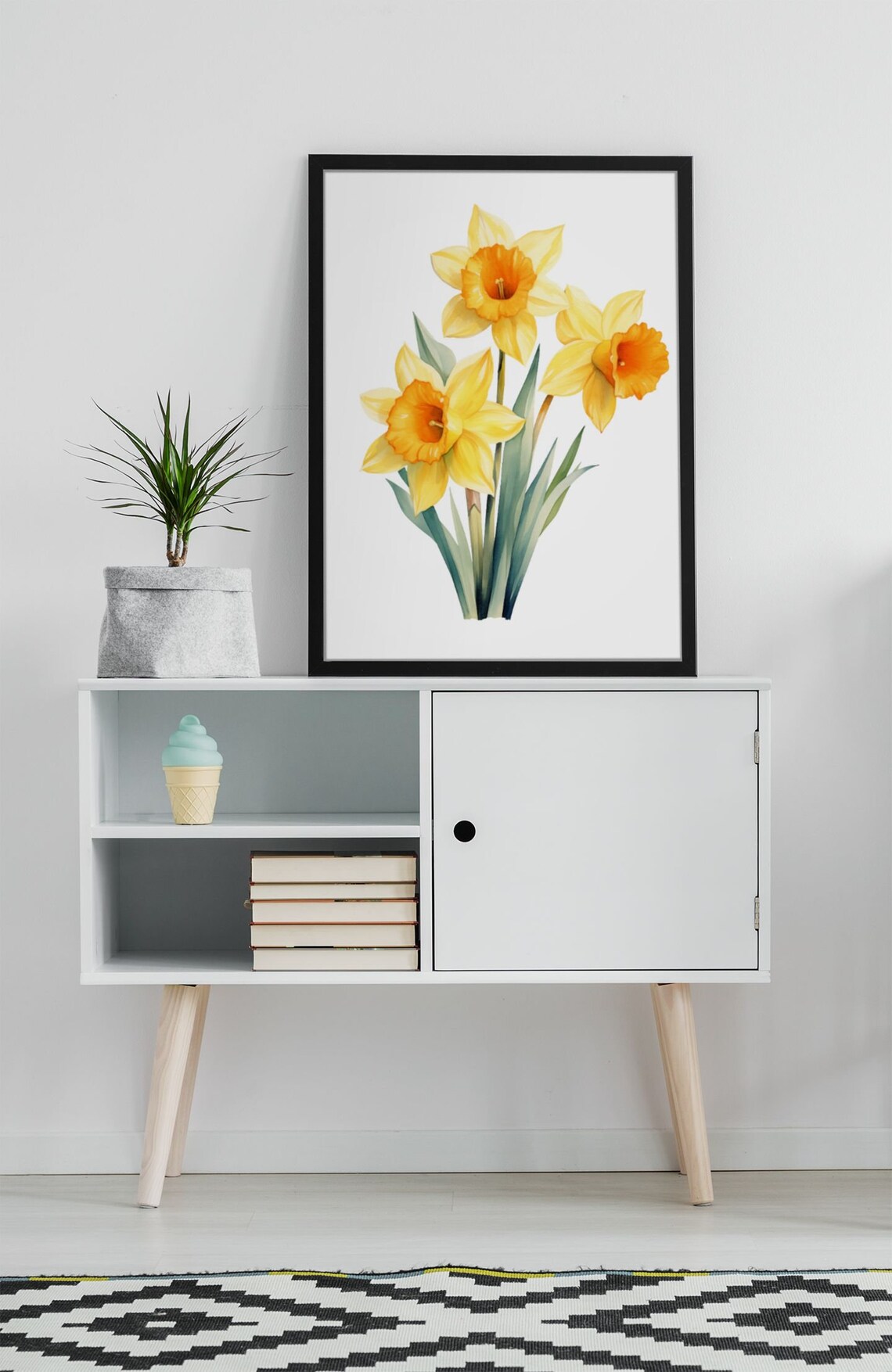 Golden Yellow Narcissus Cluster Watercolour Botanical Flower Poster - Image 8