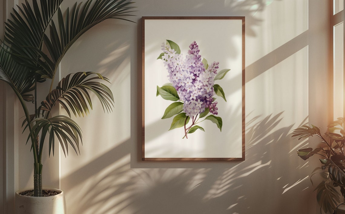 Mauve Lilac Budding Clusters Watercolour Botanical Flower Poster - Image 5
