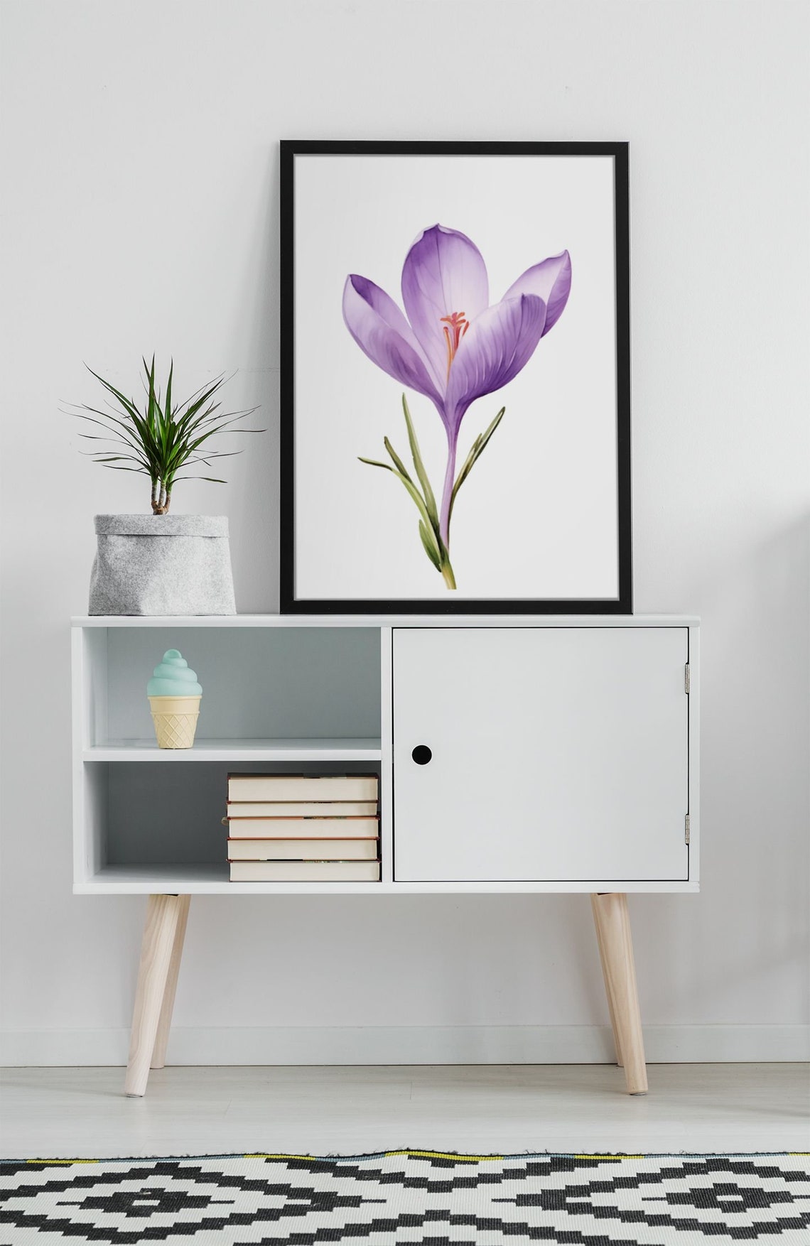 Pale Lilac Crocus Single Bloom Soft Gentle Watercolor Art Poster - Image 5