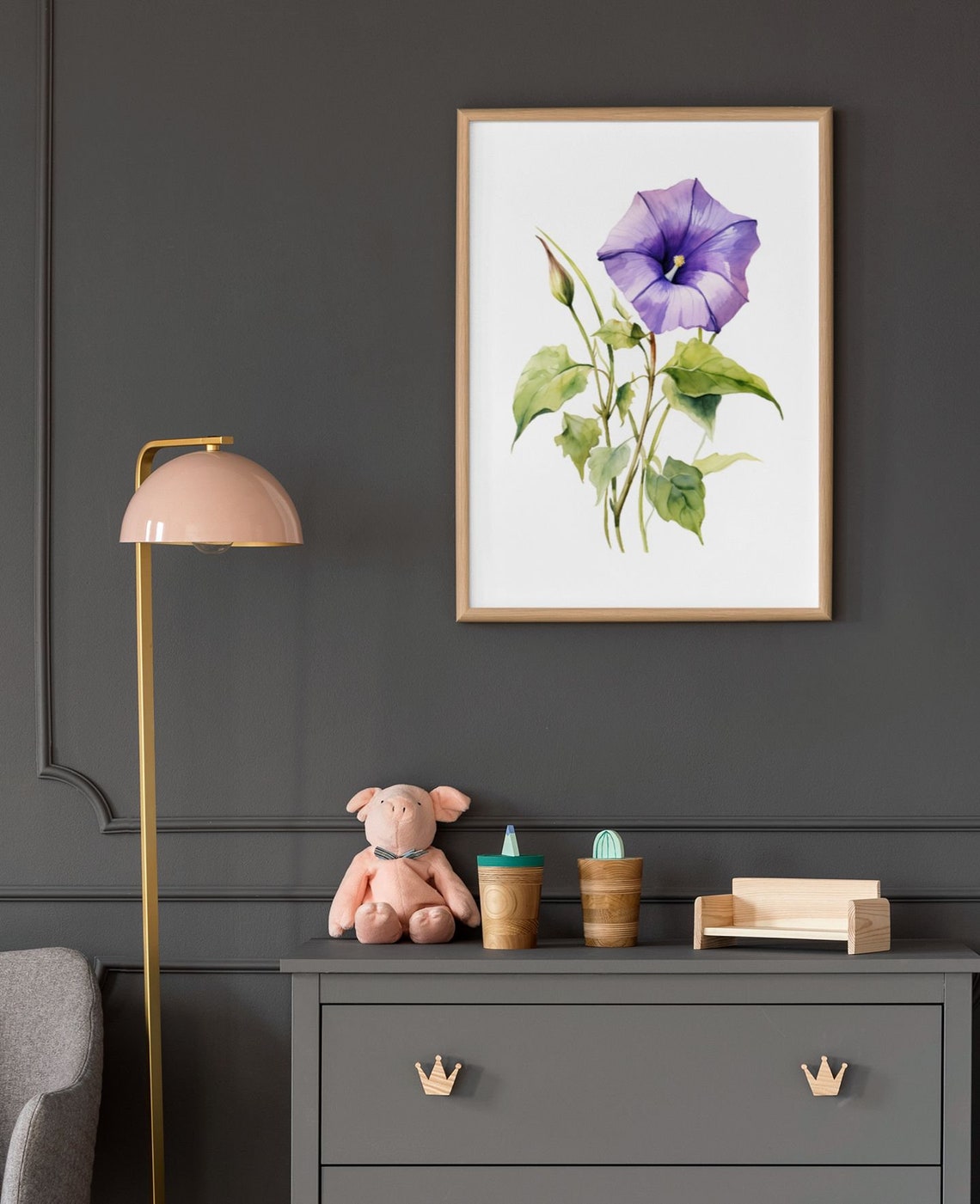 Purple Morning Glory Bloom Watercolour Botanical Flower Poster - Image 7