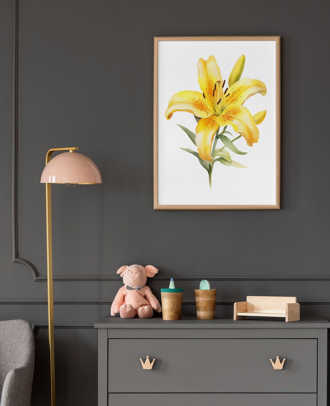 Yellow Lily Single Bloom Classic Botanical Watercolor Flower Poster - Image 8