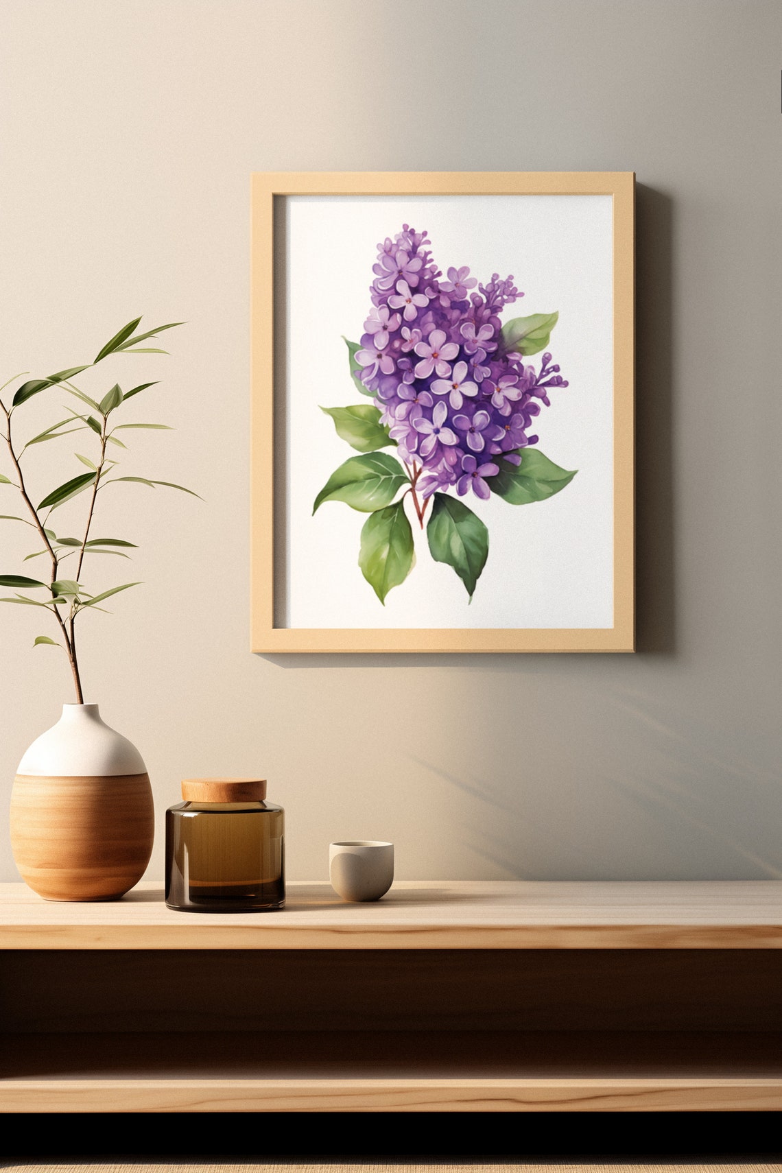Deep Purple Lilac Cluster Watercolour Botanical Flower Poster - Image 4