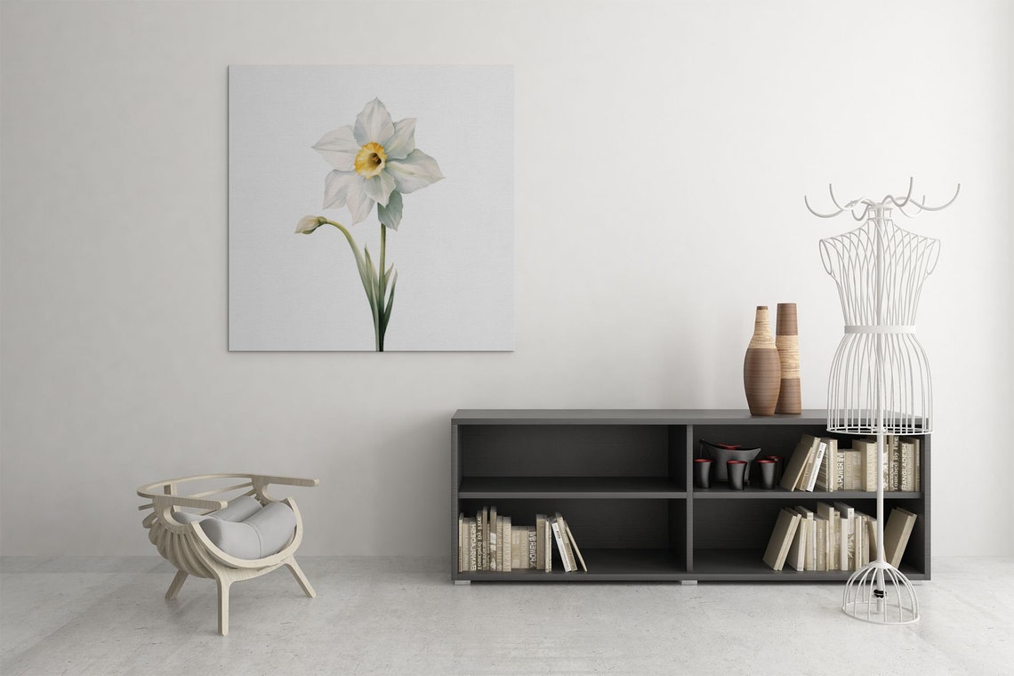 White Daffodil Spring Bloom Watercolour Botanical Flower Poster - Image 6