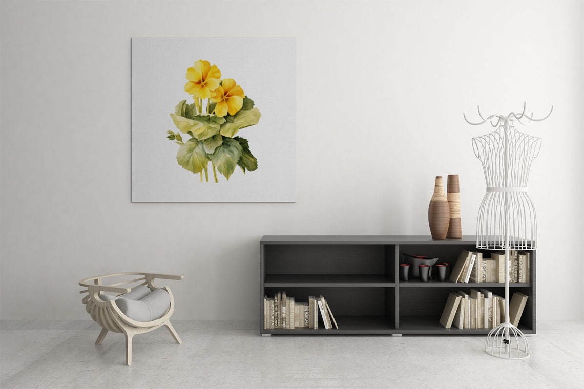 Yellow Primrose Flowering Stem Watercolour Botanical Flower Poster - Image 9