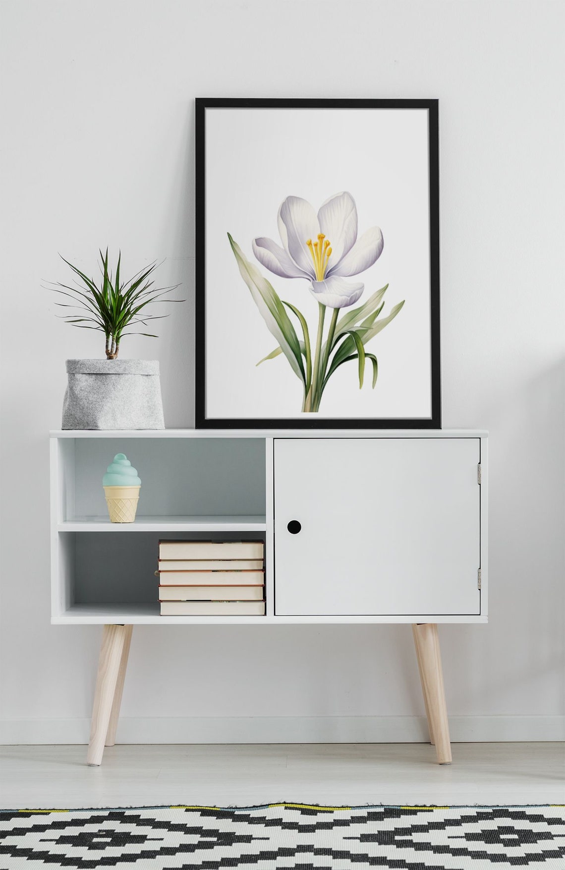 White Crocus Spring Blossoms Fresh Bright Watercolor Art Poster - Image 6