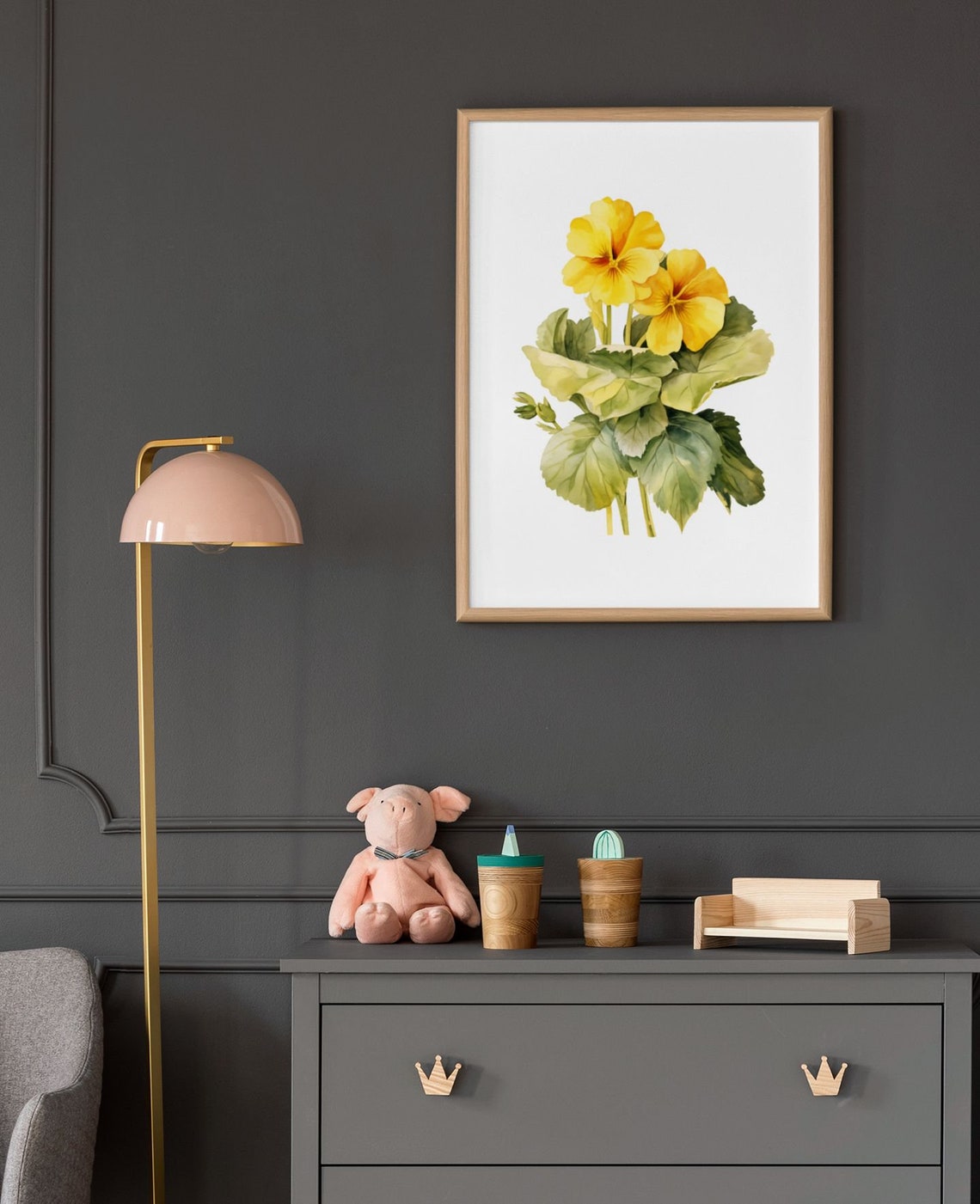 Yellow Primrose Flowering Stem Watercolour Botanical Flower Poster - Image 8