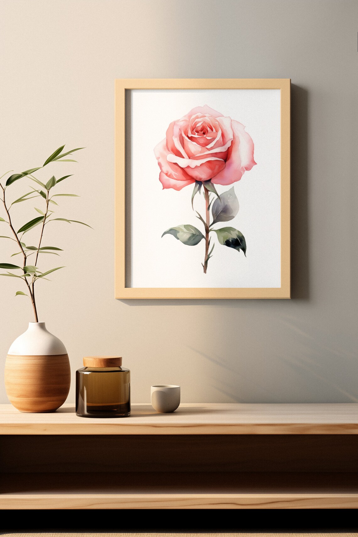 Pink Rose Watercolour Art Print, Floral Gift For Her - Image 2