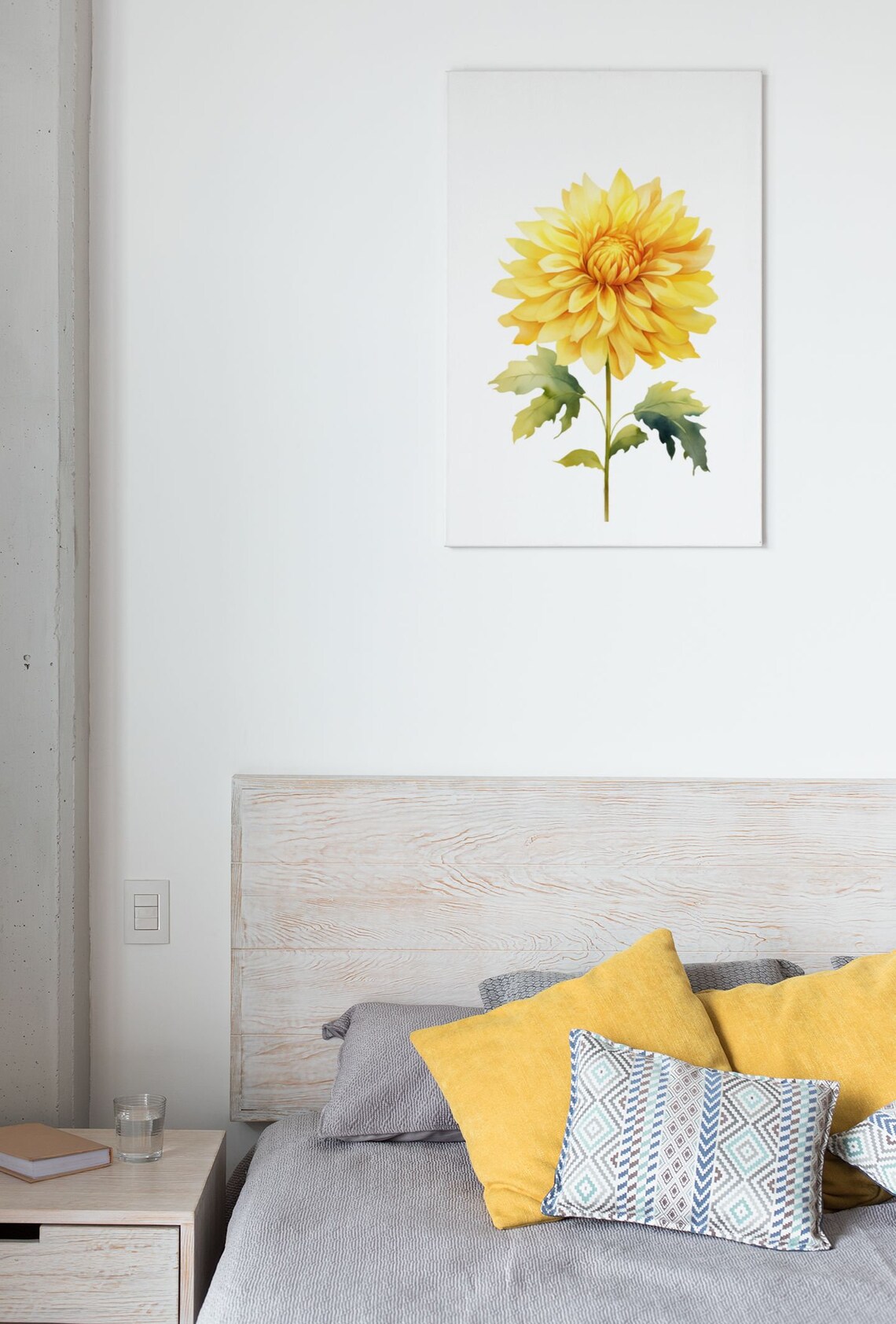 Yellow Dahlia Single Bloom Bright Watercolor Floral Botanical Poster - Image 7
