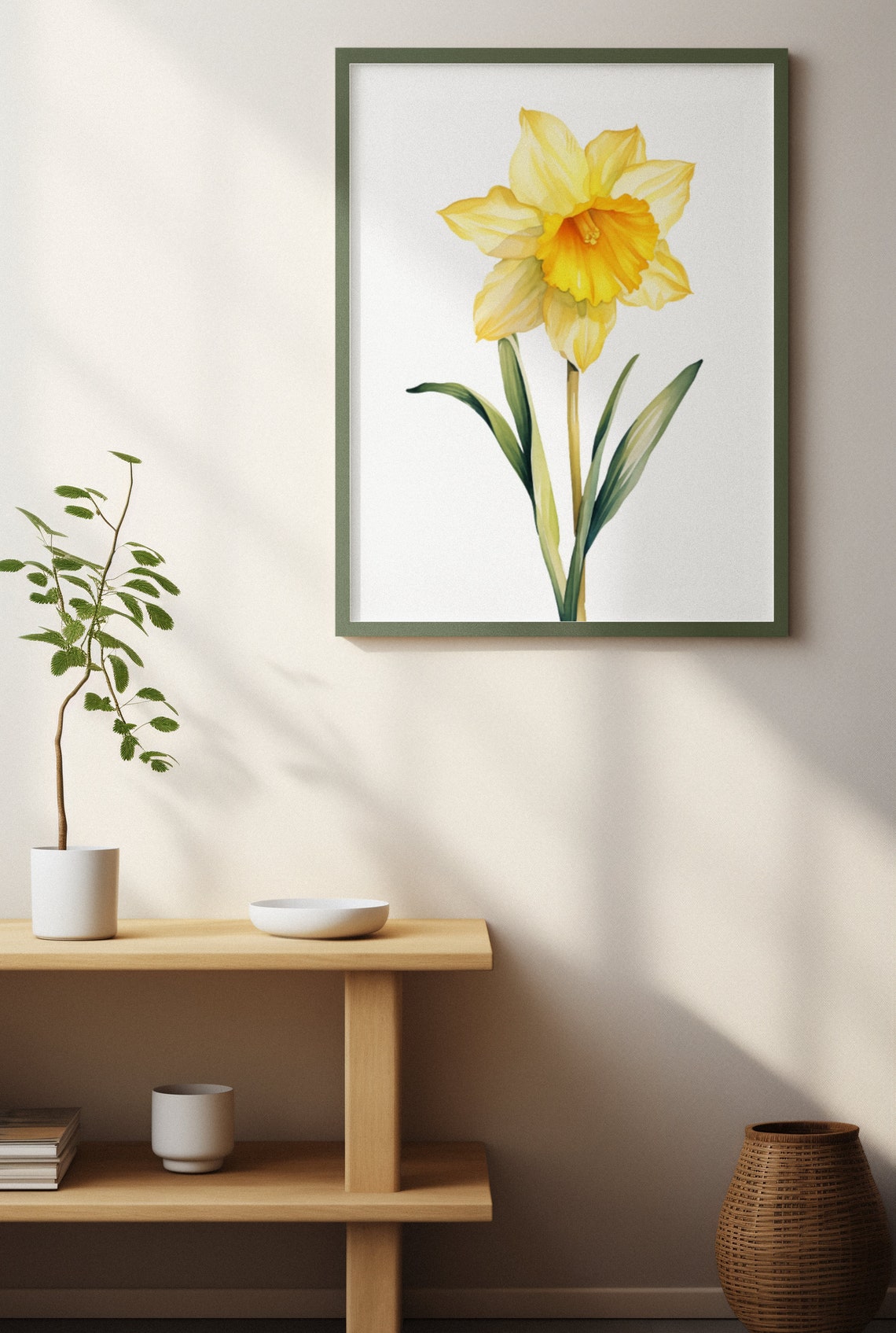 Yellow Daffodil Spring Bloom Watercolour Botanical Flower Poster - Image 3