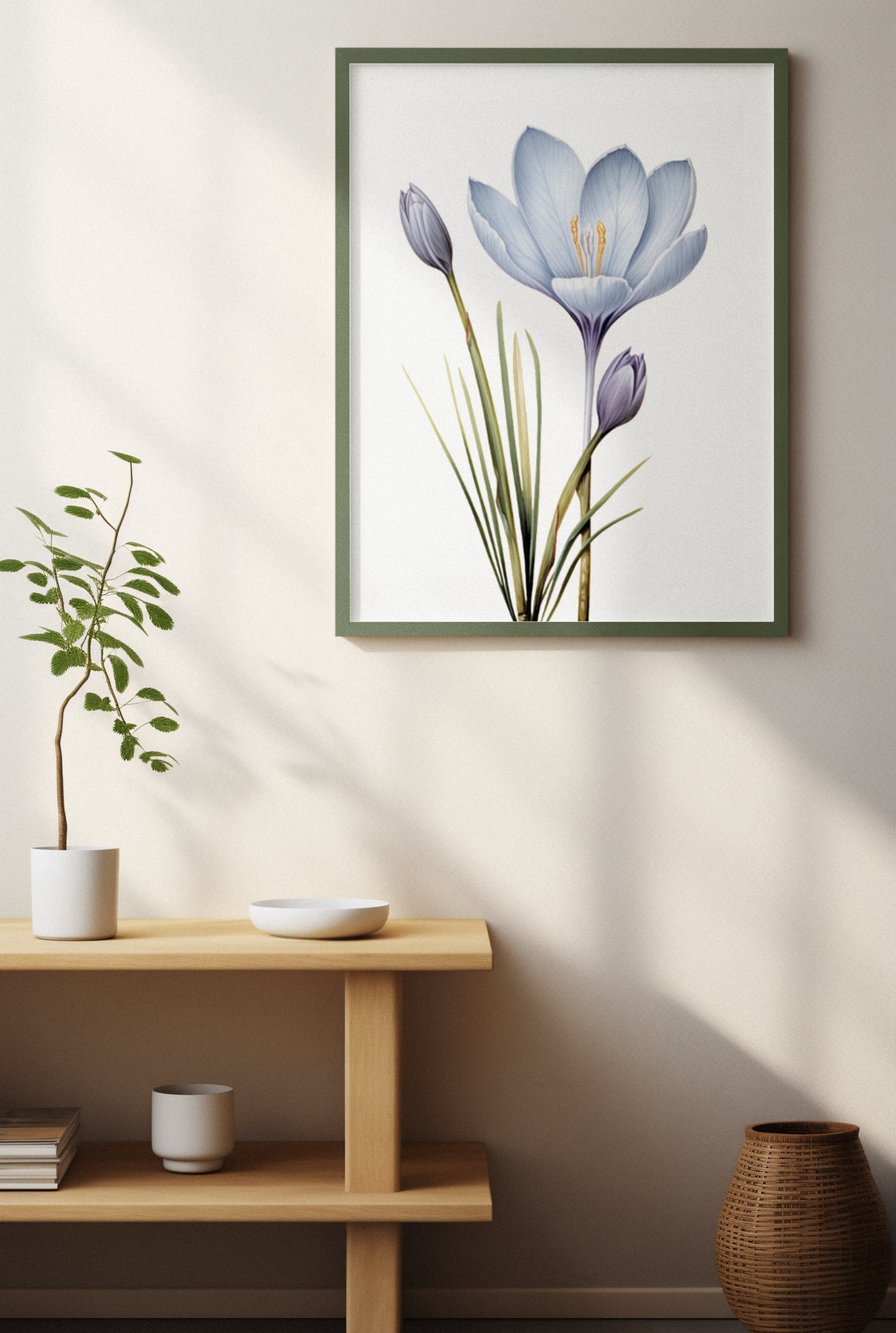 Blue Crocus With Buds Hopeful Fresh Watercolor Spring Art Poster - Image 3