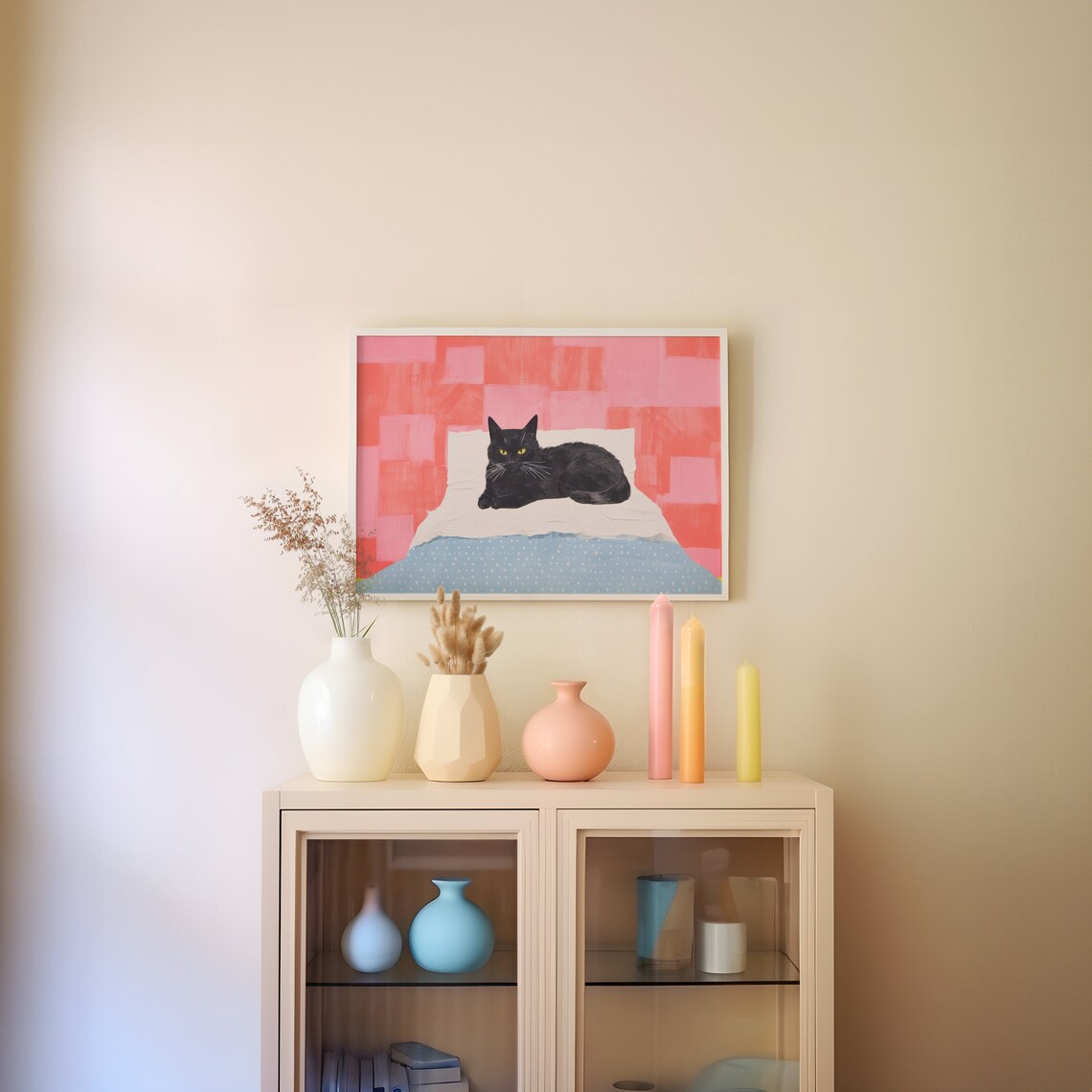 Black Cat Eclectic Wall Art, Cat Lover Gift Print - Image 3