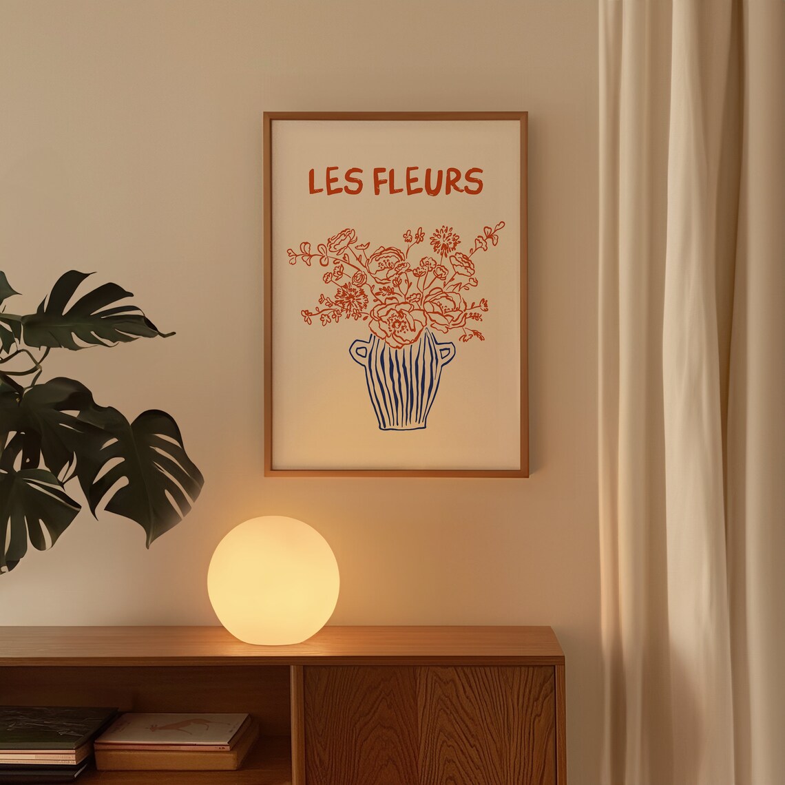 Les Fleurs Floral Botanical Fine Line Art Print - Image 5