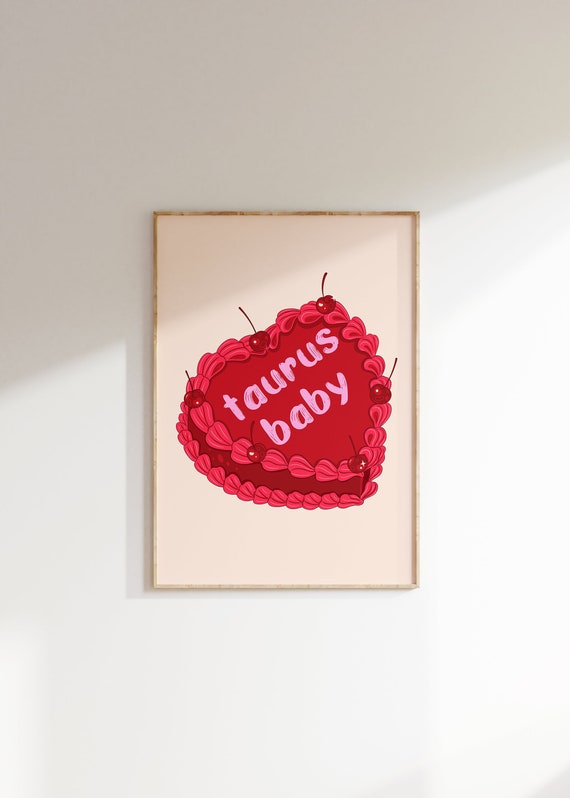 Taurus Baby Art Print Taurus Poster Taurus Art Zodiac Taurus Cake Print Taurus Wall Art Taurus Zodiac Print Vintage Cake Print