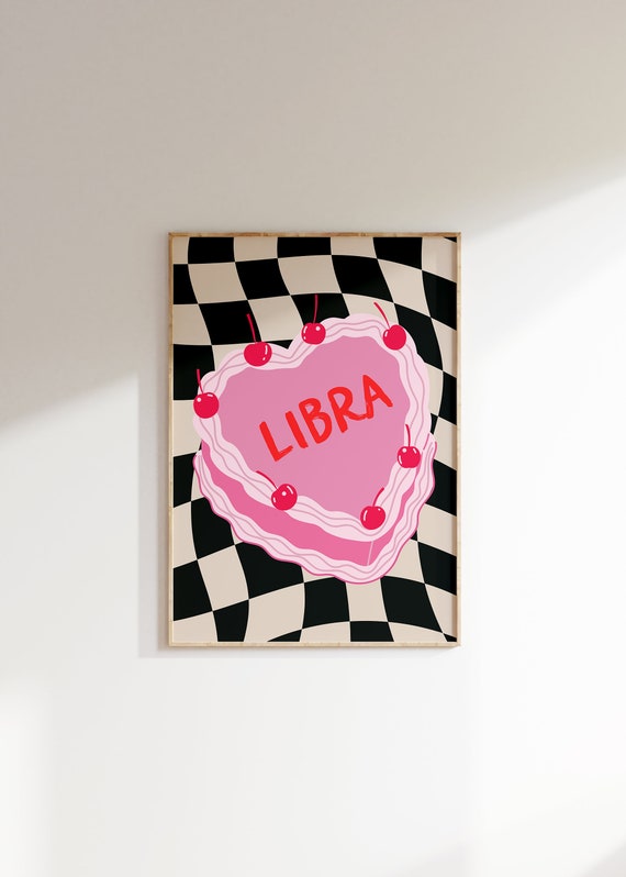 Libra Cake Art Print Libra Poster Libra Art Zodiac Libra Cake Print Libra Wall Art Heart Cake Print Libra Cake Print