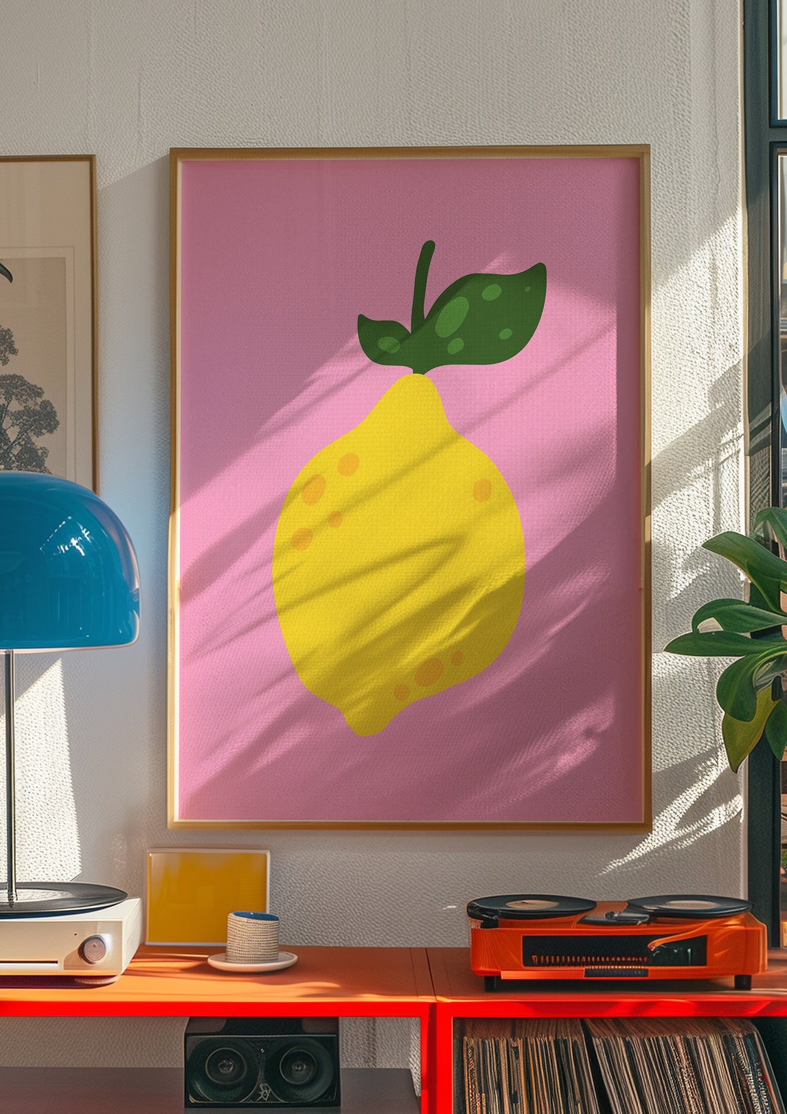 Bold Yellow Lemon Illustration on Hot Pink Background Poster - Image 4
