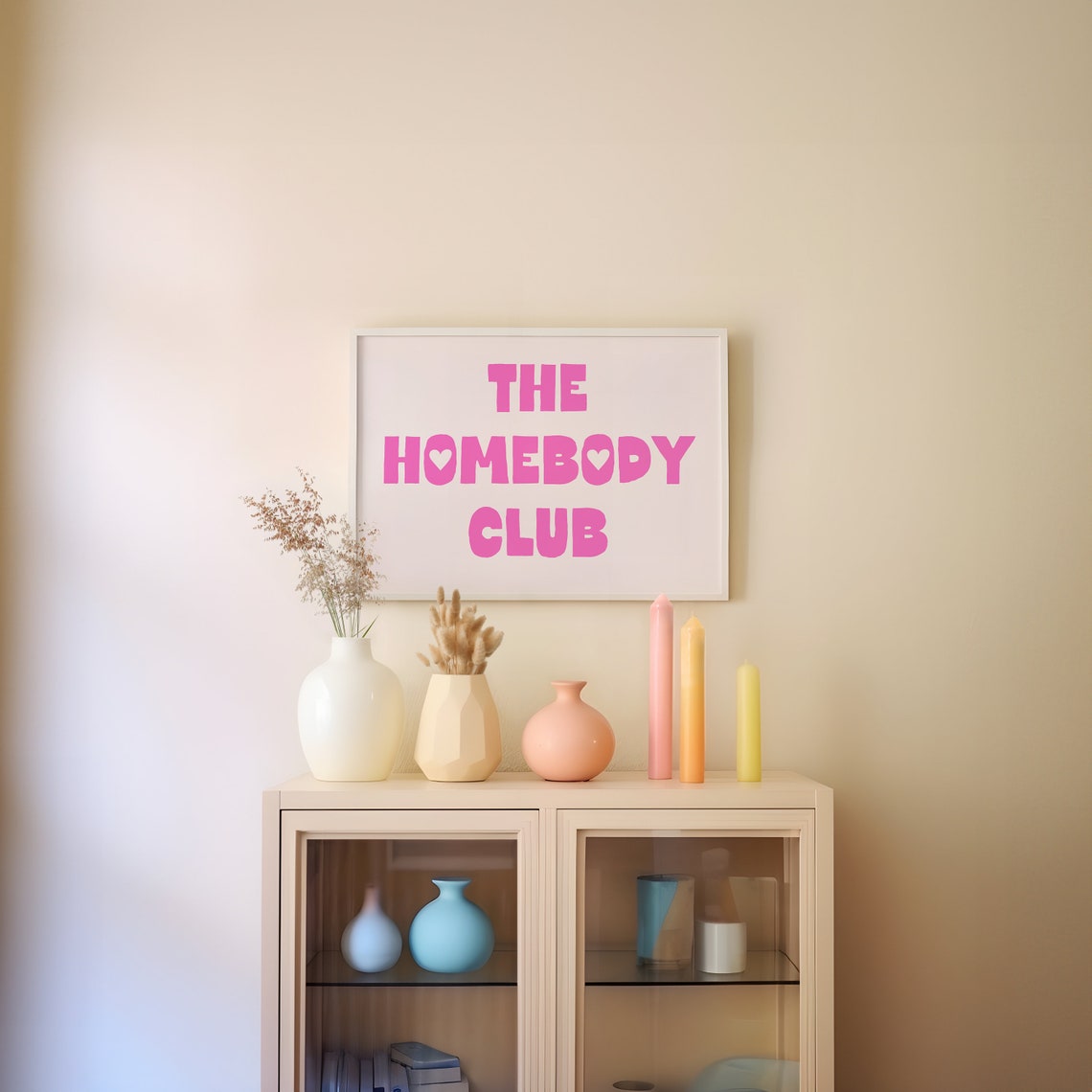 The Homebody Club Pink Bubble Lettering Cozy Stay Home Wall Poster - Image 3