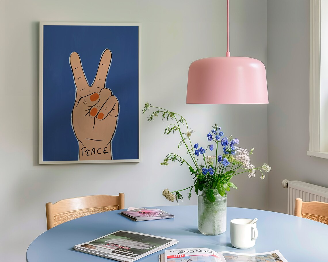 Peace Sign Hand Art Print, Preppy Dorm Decor - Image 3