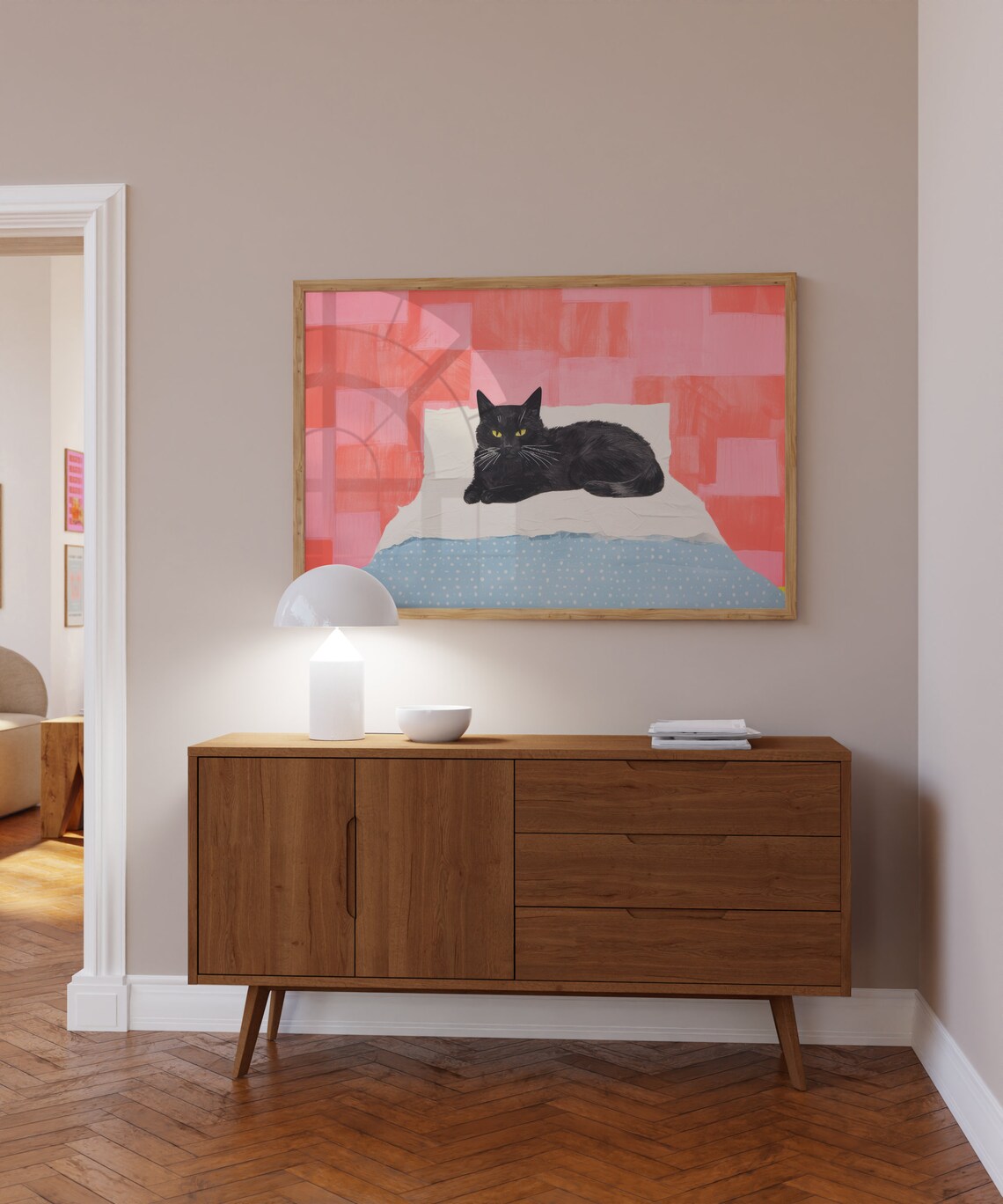 Black Cat Eclectic Wall Art, Cat Lover Gift Print - Image 5