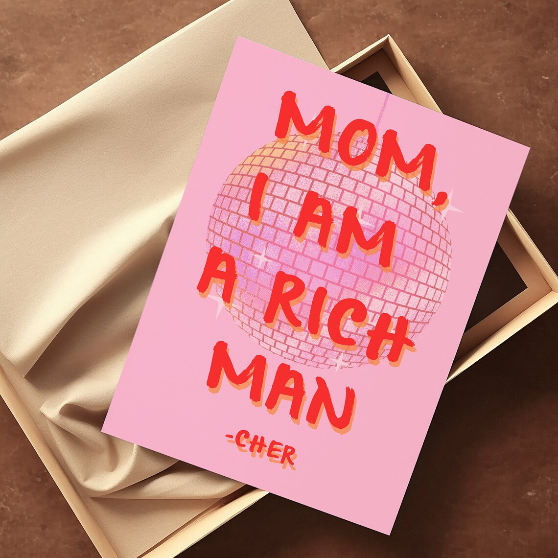 Mom I'm A Rich Man Art Print, Y2K Preppy Quote - Image 3