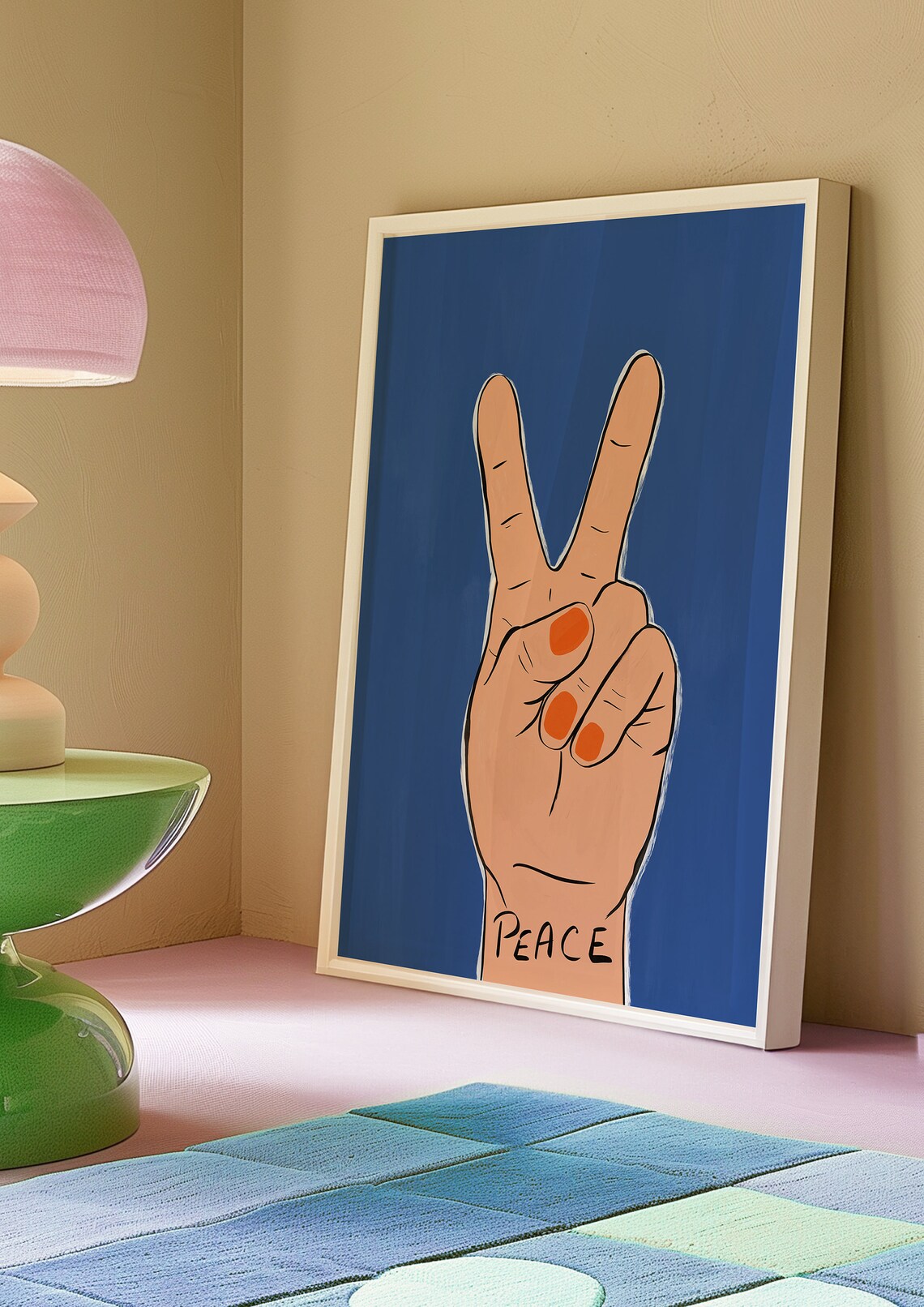 Peace Sign Hand Art Print, Preppy Dorm Decor - Image 2