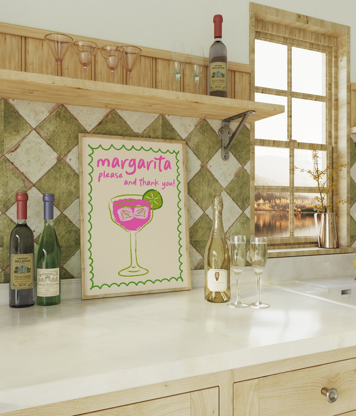 Margarita Please And Thank You Pink Cocktail With Lime Wall Art - Image 3