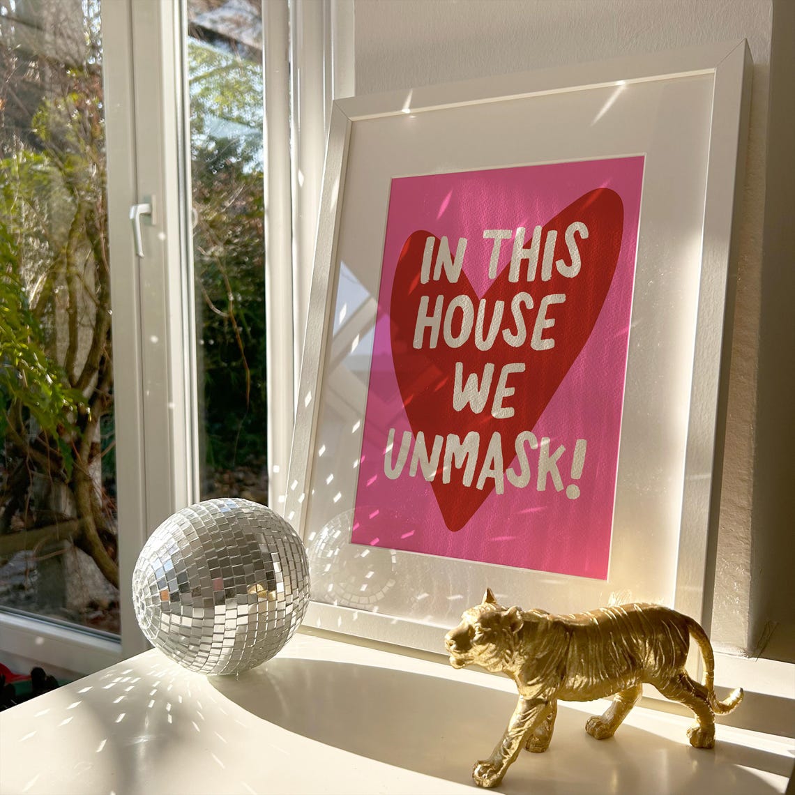 In This House We Unmask Pink Heart Neurodiversity Quote Poster - Image 2