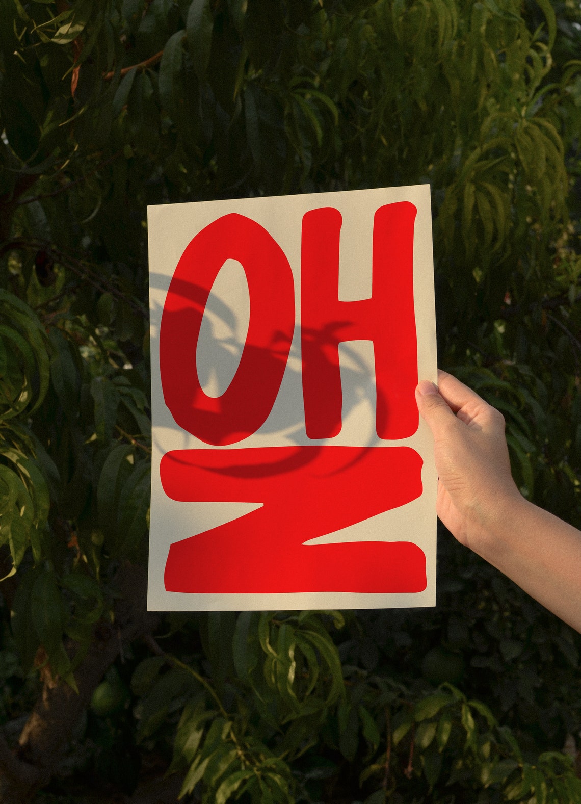 Oh No Big Red Lettering Typography Statement on Beige Poster - Image 2