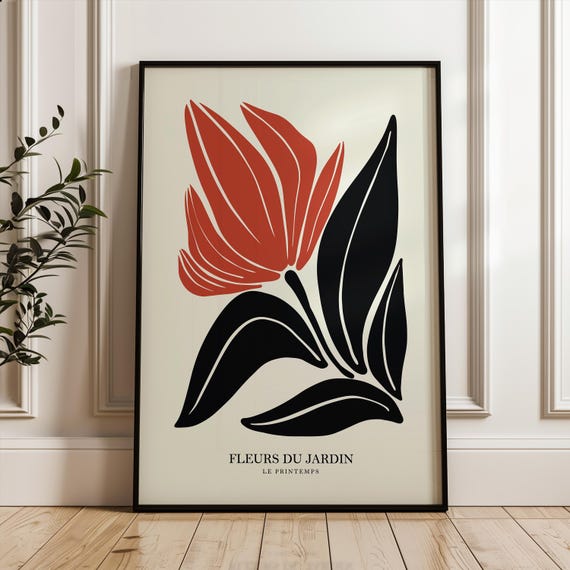 Henri Matisse Flower Style Exhibition Poster Famous Gallery Wall Art Print Bedroom Living Room Red Black Boho Decor