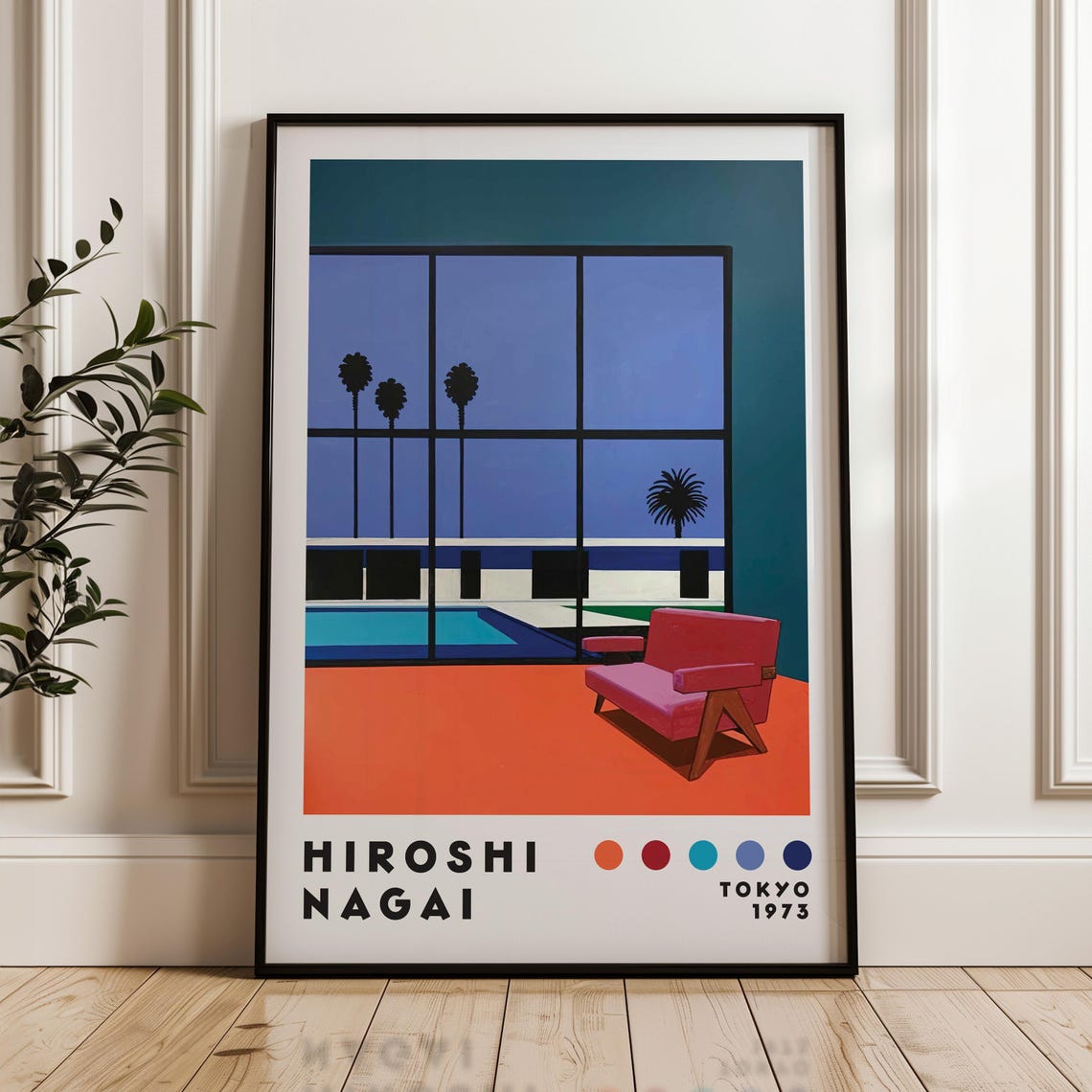 Hiroshi Nagai Tokyo 1975 Poolside Lounge Retro Interior Poster