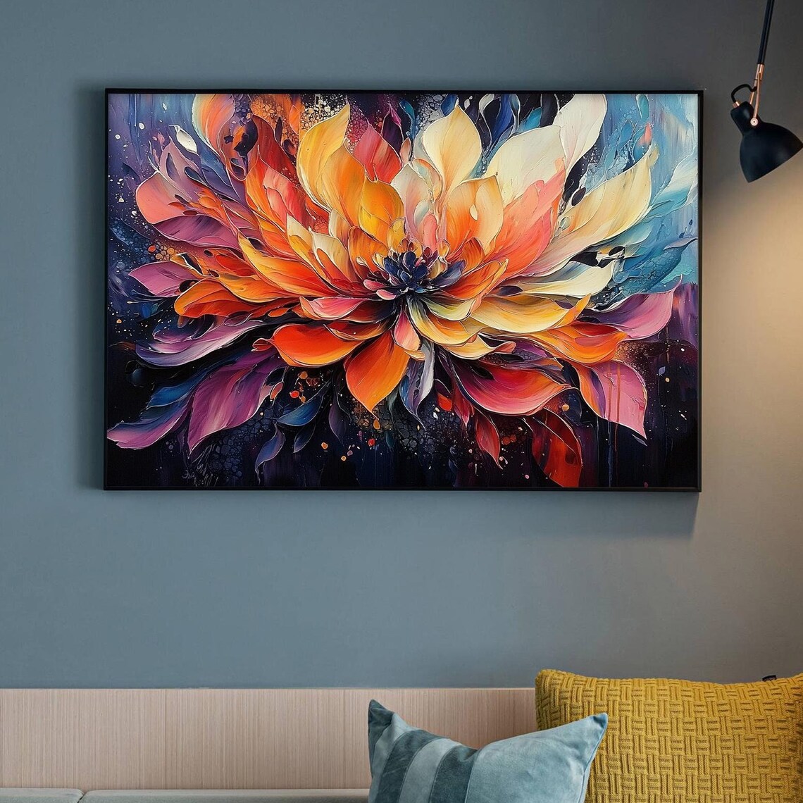 Abstract Flower Oil Painting, Bohemian Botanical Art Print - Image 5
