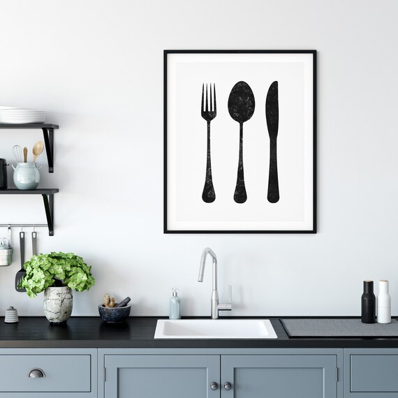 Kitchen Prints Cutlery Set Print Kitchen Utensil Art Printable Wall Art Kitchen Art Print Scandinavian Print Minimalist Print