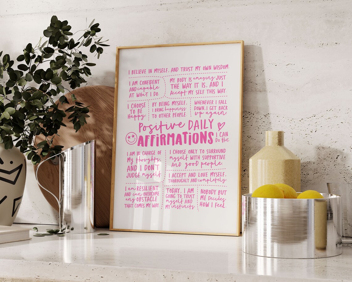 Positive Affirmation Quotes, Teen Girl Room Decor Art Print - Image 2