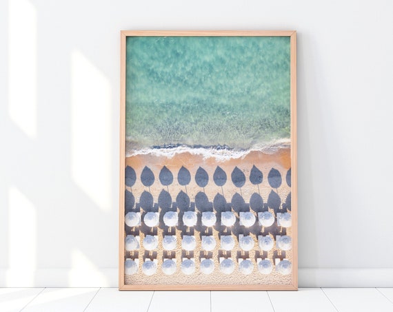 Aerial Beach Print, Turquoise Ocean Coastal Poster