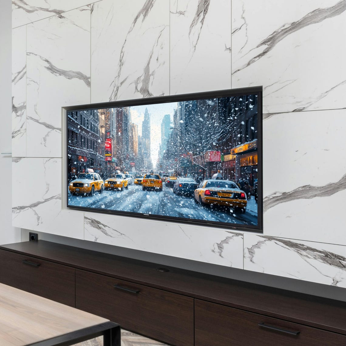 Winter New York City Christmas Frame Tv Art Vintage City Tv Art Winter Tv Art Christmas Tv Art Seasonal Decor Holiday Tv Art Street Art - Image 3
