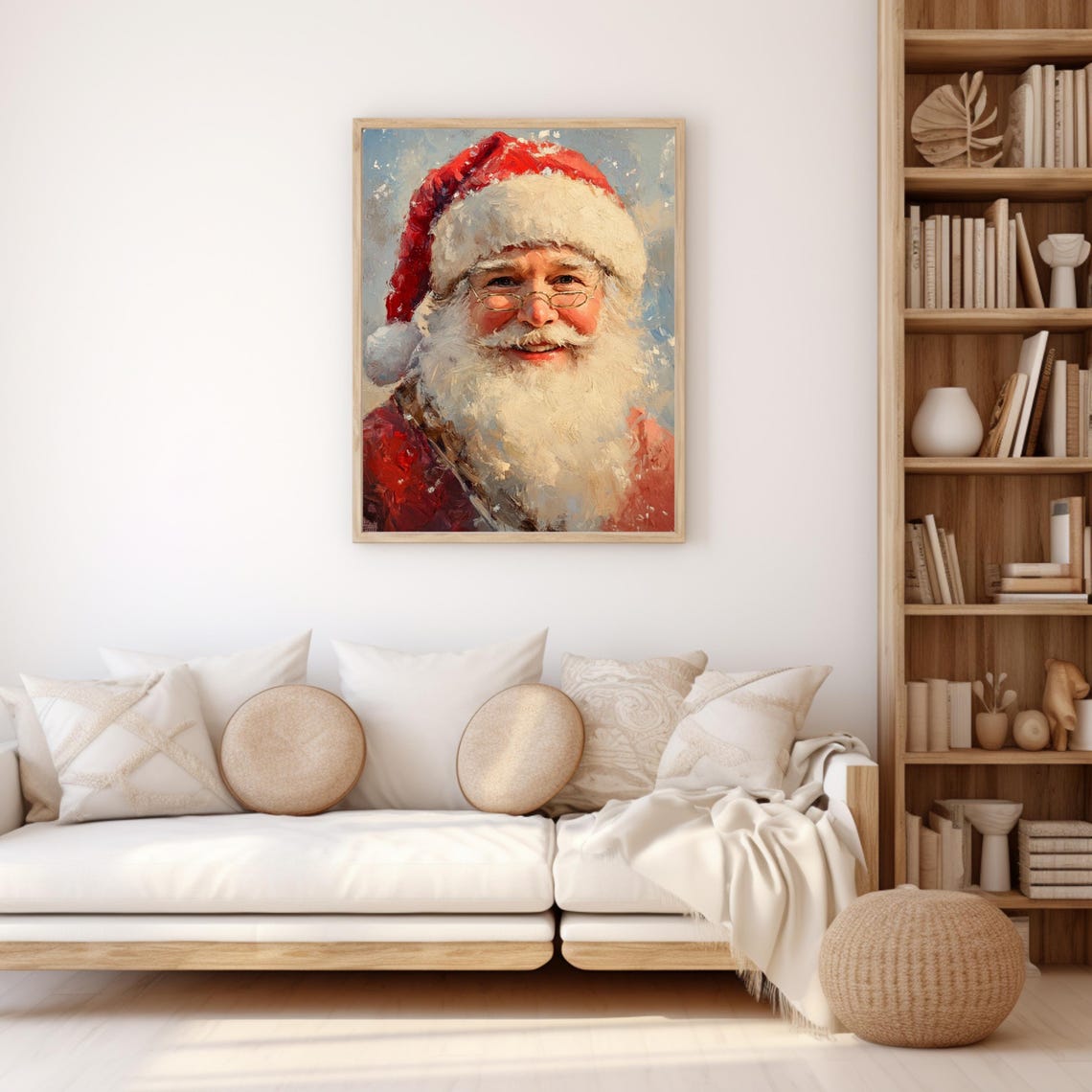 Santa Claus Portrait Print Christmas Wall Art Winter Holidays Painting Farmhouse Christmas Decor Santa Claus Art - Image 2