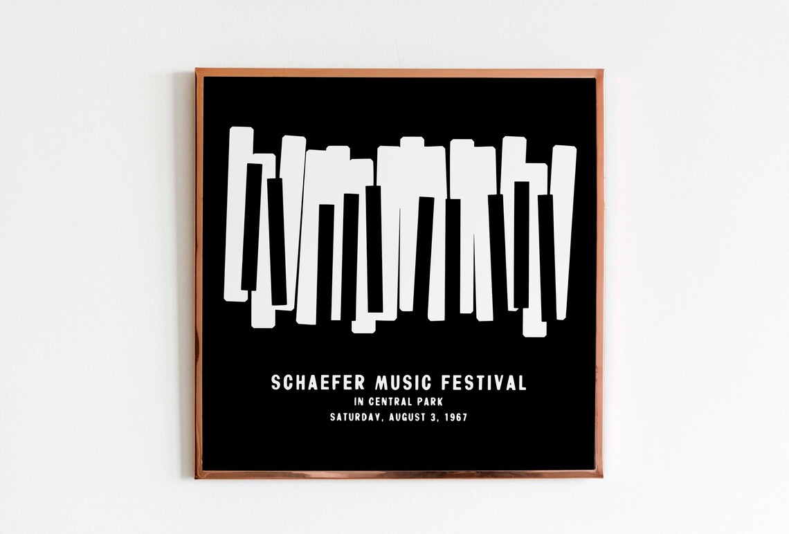 Schaefer Music Festival 1967 Central Park Piano Keys Vintage Concert Poster - Image 2