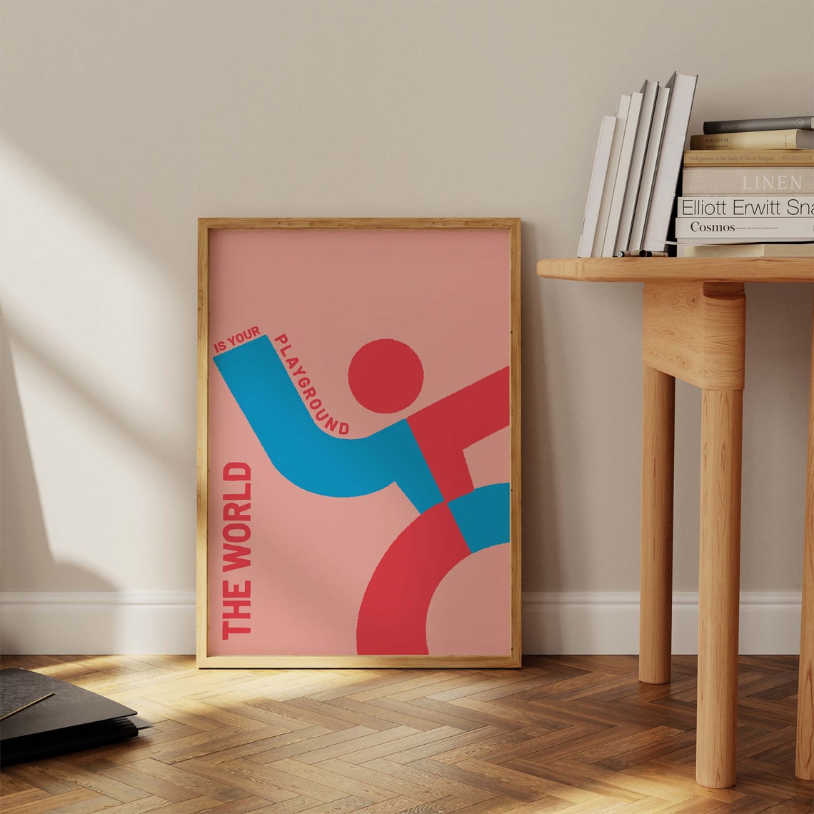 The World Is Your Playground Pink Blue Abstract Poster Wall Decor - Image 2