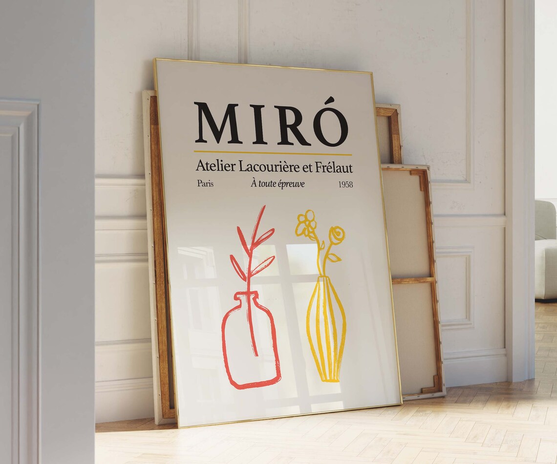 Miro Atelier Lacouriere et Frelaut Paris 1958 Vase Line Art Poster - Image 2