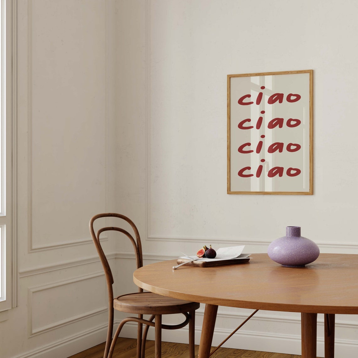 Ciao Italian Greeting Hand Lettered Red Typography Art Poster - Image 2