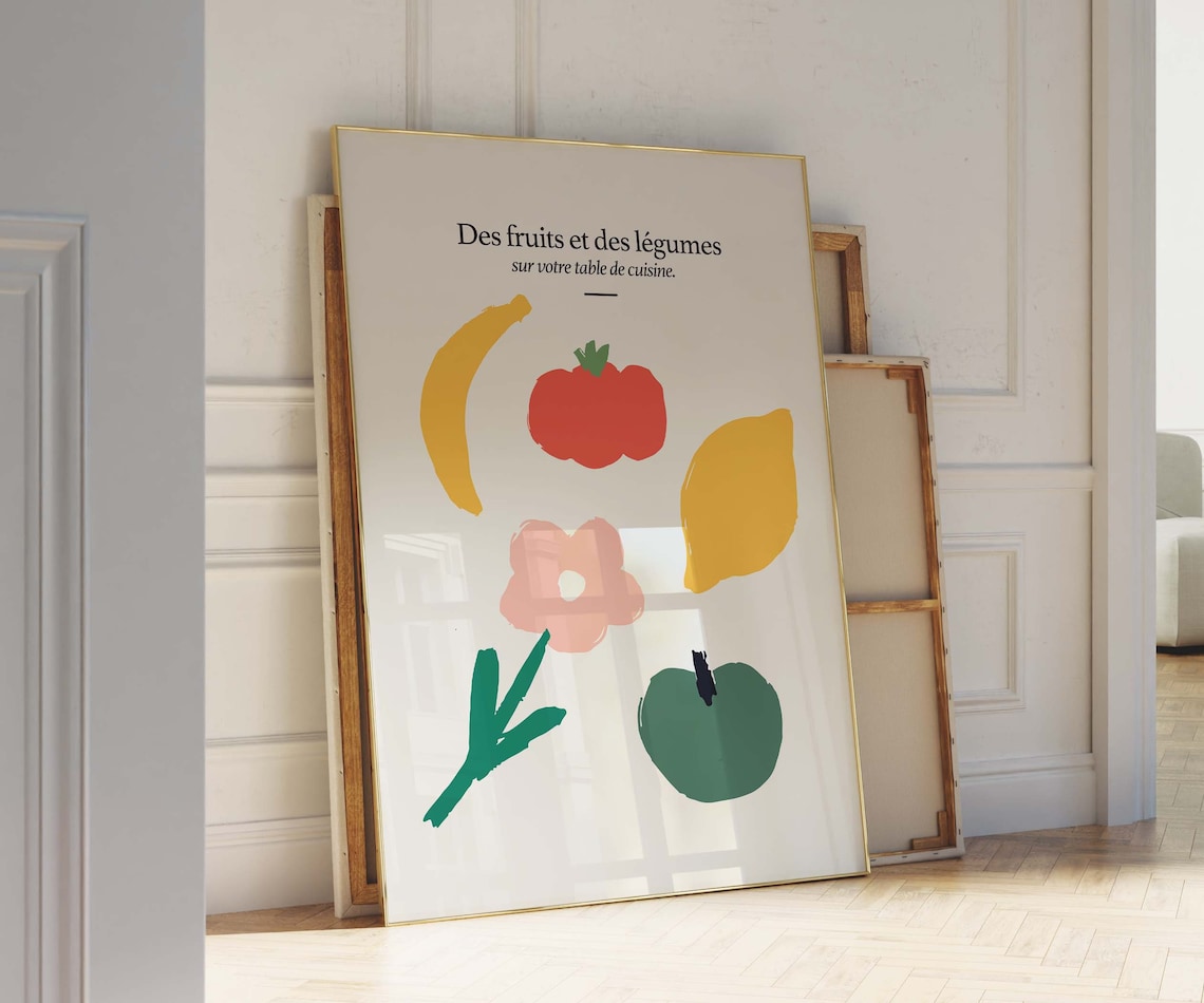 Des Fruits et des Legumes French Kitchen Produce Poster Vertical Art
