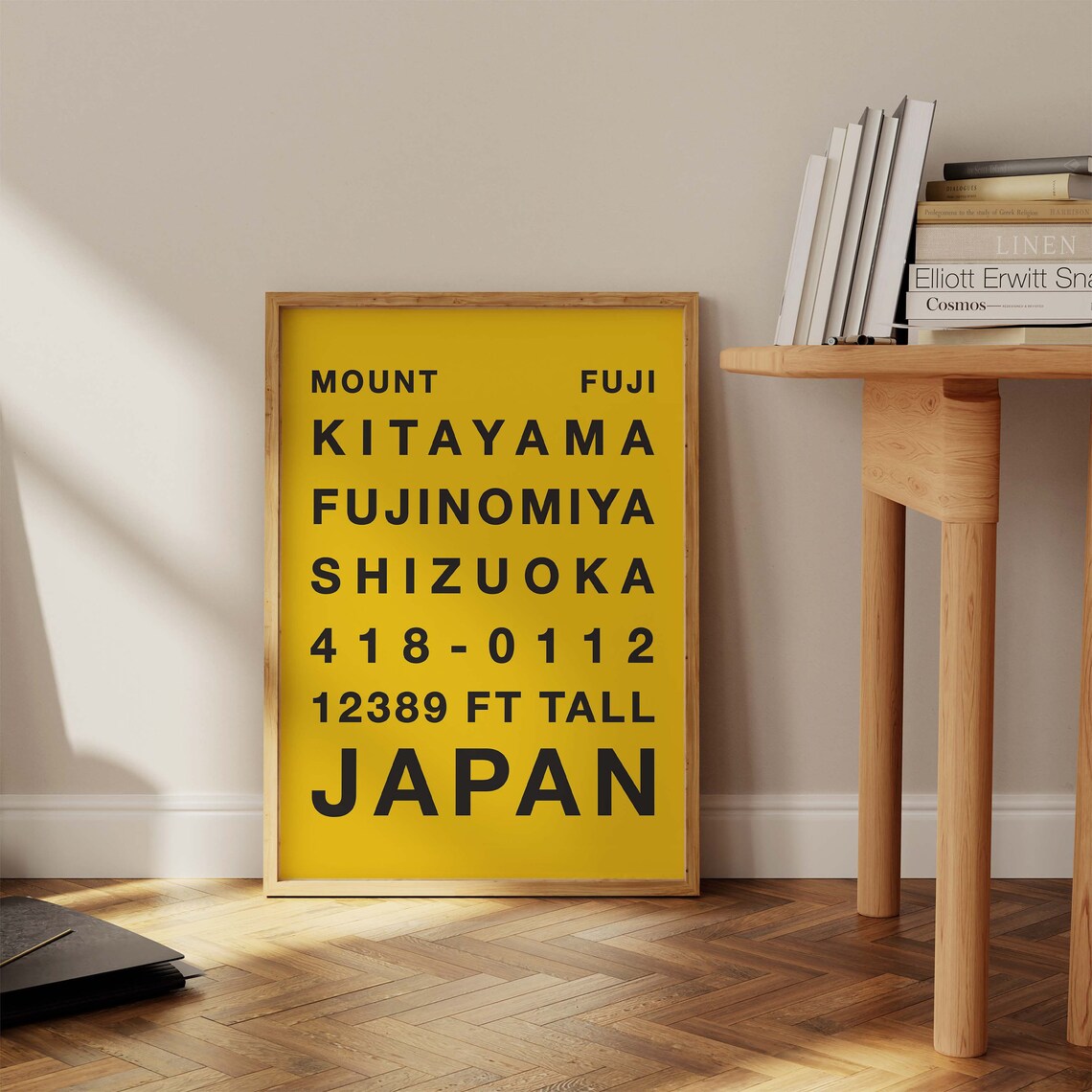 Bold Mount Fuji Japan Yellow Typography Shizuoka Travel Poster - Image 3