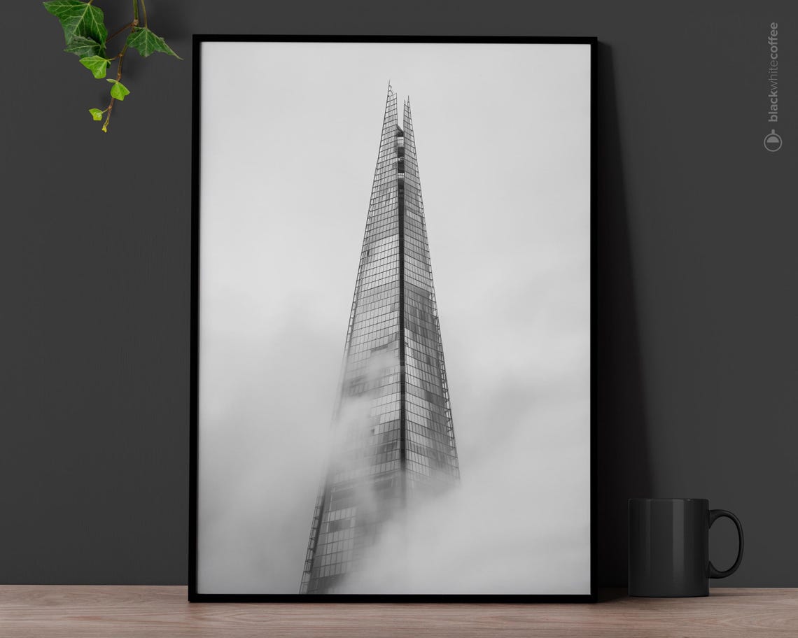 The Shard London Skyscraper Rising Through Clouds Photo Poster