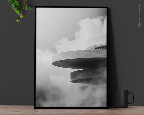 Modern Building Inspired By Guggenheim Black White Architecture Art