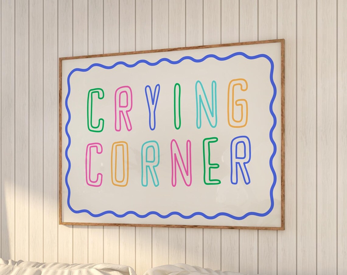 Crying Corner Rainbow Outline Letter Wavy Border Quote Wall Art - Image 4