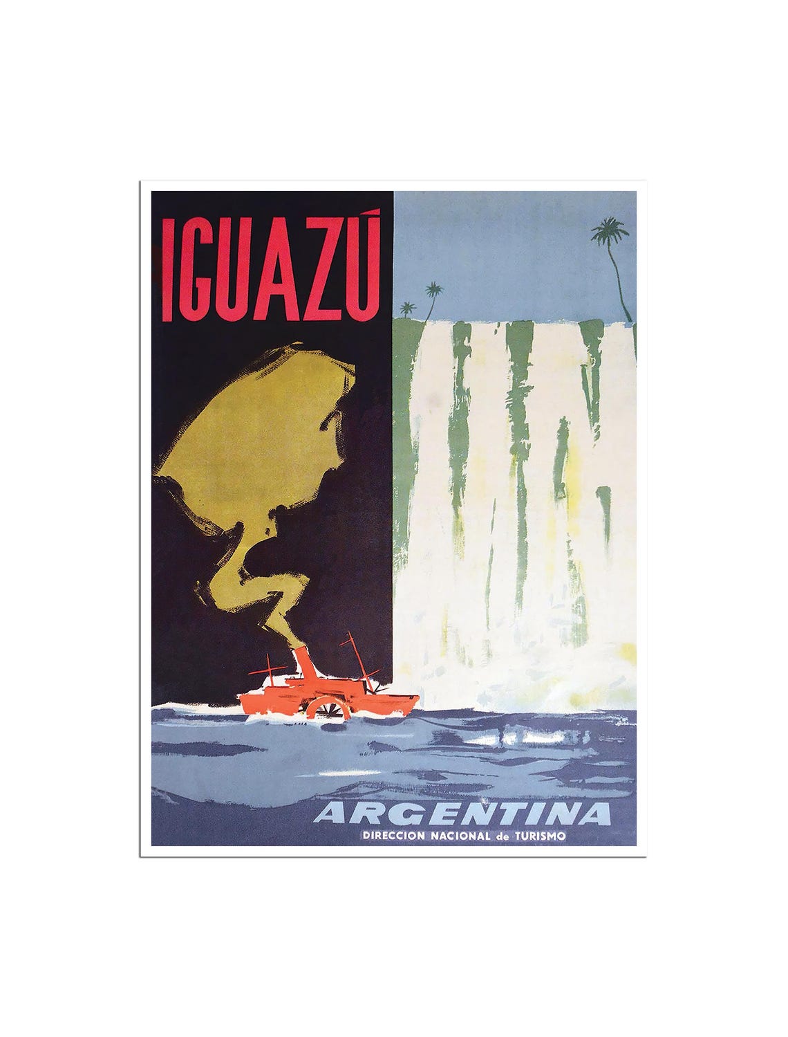 Iguazu Argentina Falls Red Steamboat National Tourism Poster