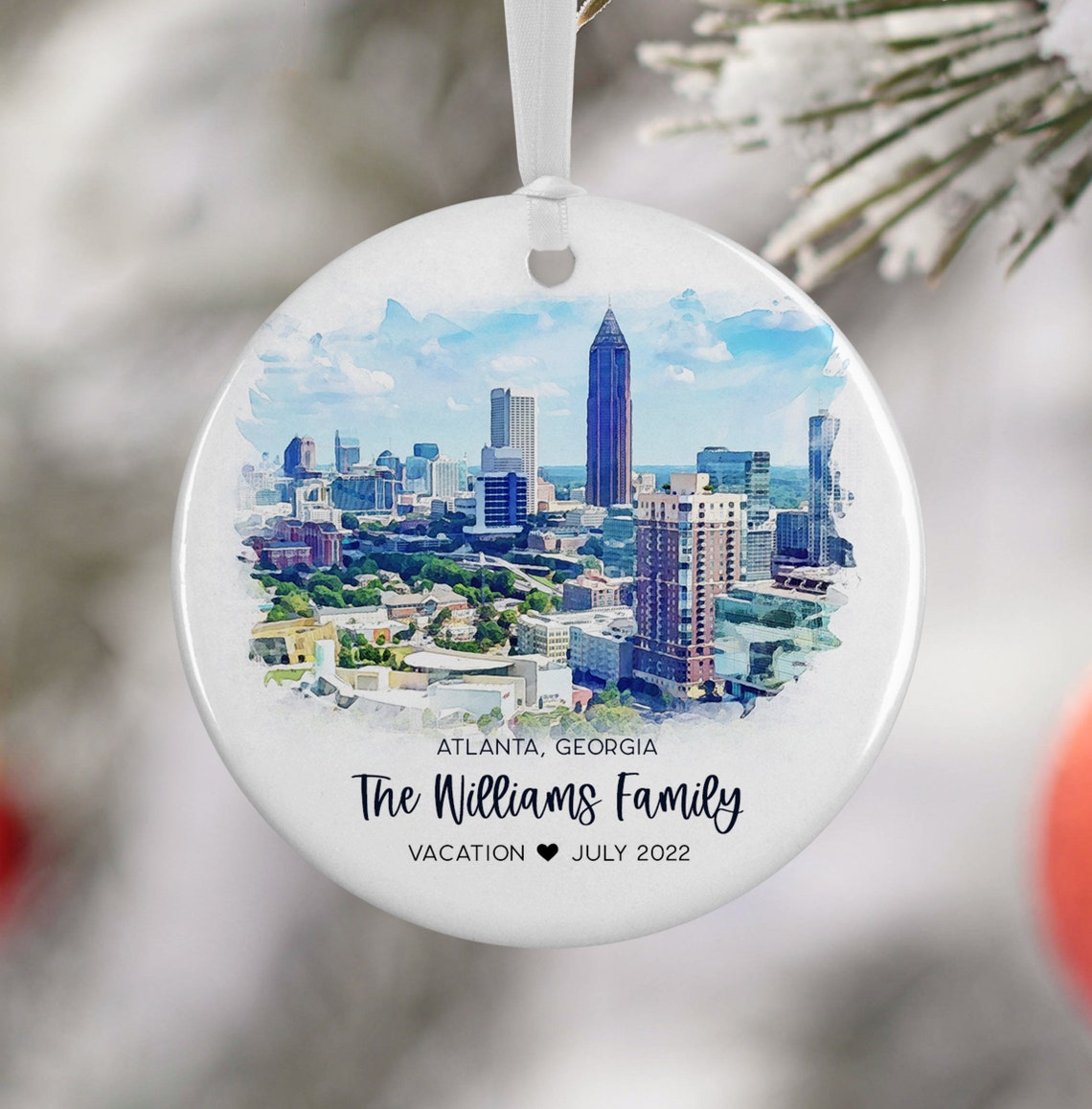 Personalized Atlanta Georgia Vacation Souvenir Ornament Print