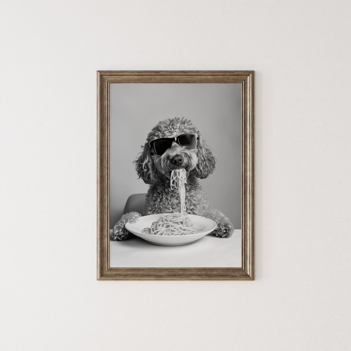 Labradoodle Eating Pasta Art Print, Funny Dog Kitchen Decor - Image 3