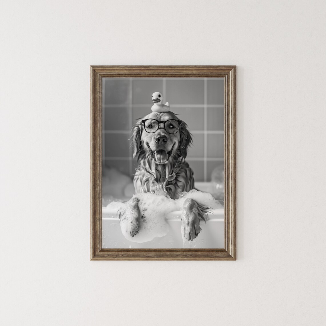 Golden Retriever Bath Wall Art, Funny Bathroom Poster - Image 2