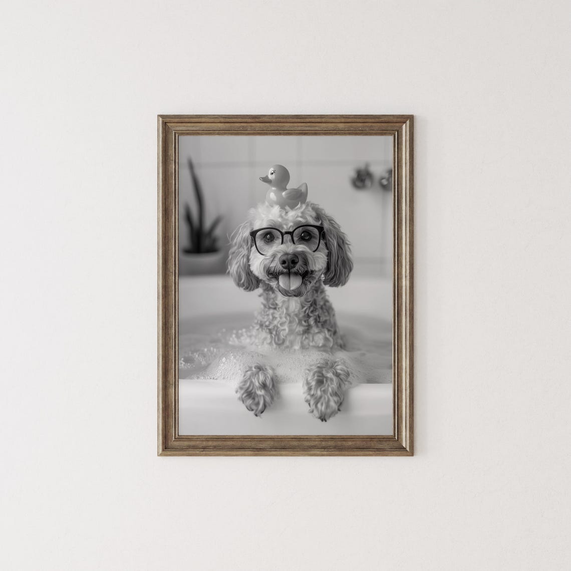 Cavapoo Bubble Bath With Rubber Duck Glasses Funny Dog Print - Image 2