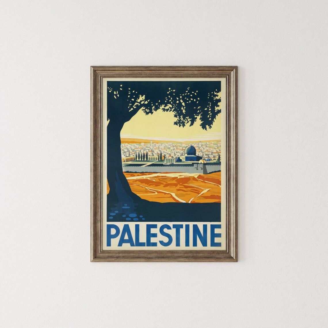 Vintage Palestine Travel Poster Jerusalem Skyline Art Deco Style - Image 3